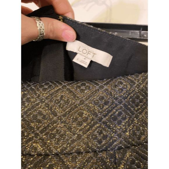LOFT 🐾 Metallic Starry Night Jacquard Skirt Size 4 - Picture 4 of 6
